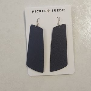 Brand new nickel and suede black onyx earrings